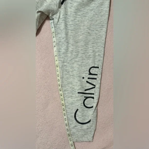 Calvin Klein Light Heather Grey Drawstring Waist Joggers - M - Picture 7 of 8
